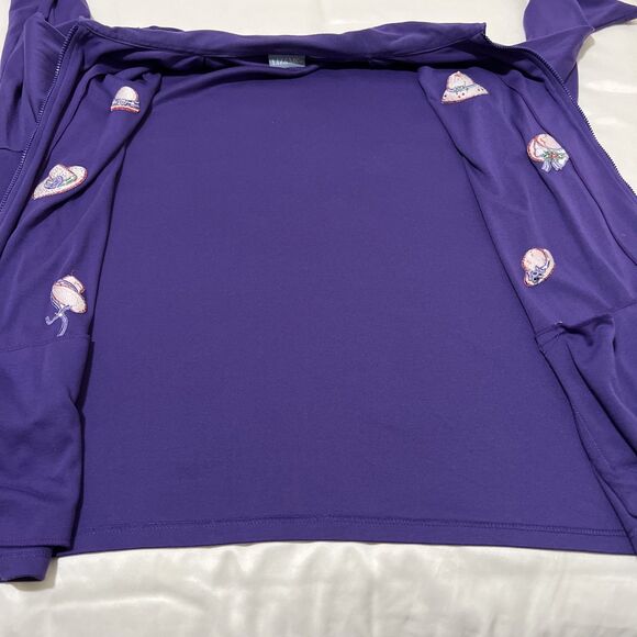 Red Hat Society Full Zip Sweatshirt Cardigan Jacket Purple Embellished - Picture 13 of 13